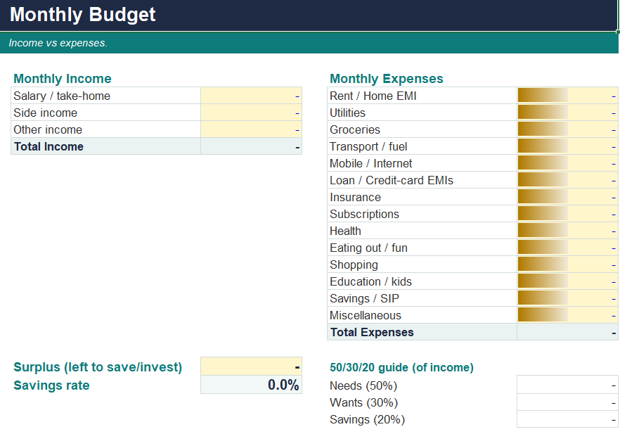 Personal Budget, Debt-Payoff & Savings Planner (India) — 4