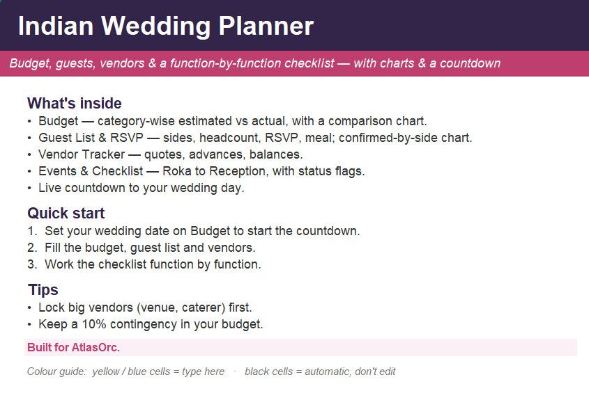 Indian Wedding Planner — Budget, Guests, Vendors & Checklist — image 1