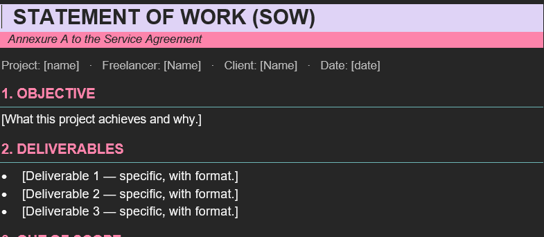 Freelancer Client Contract Pack — Agreement, NDA, SOW (India) — 4